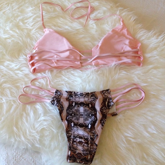 Pink Python Brazilian Cut Super Sexy Bikini - Picture 4 of 8